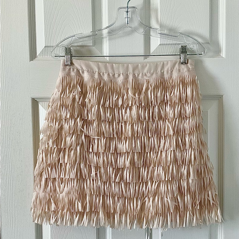 Cleo Fringe Mini Skirt in Cream